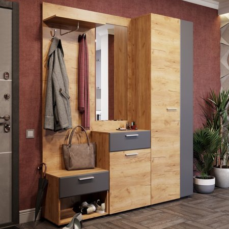 Сафари шкаф ШК-001  с выдв. штангой (Крафт золотой/матовый Графит Софт)