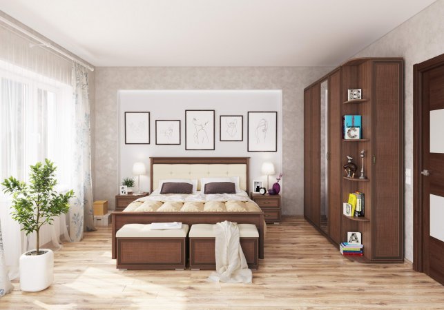 Ливорно шкаф 2 ств. с зеркалом ЛШ-23 (Орех донской)