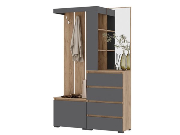 Хелен Прихожая ПР-01 (Дуб крафт золотой/Графит)