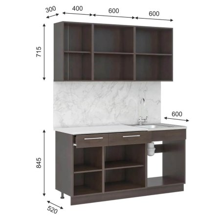 Кухня Маша-2 ЛДСП 1,6м (белый/бетонный камень)