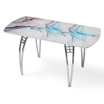 Стол "Текстура 1" раздвижной с фотопечатью (1500*700) стекло 4мм+лдсп 22мм белый