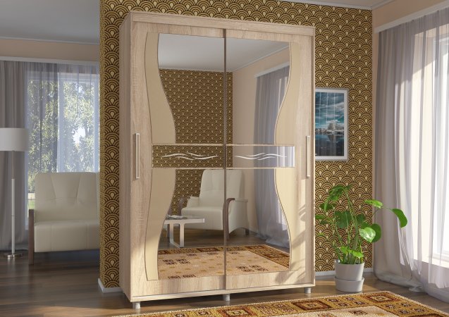 Комфорт-12 шкаф-купе Прайм Фигурные зеркала (Дуб сонома, 150)