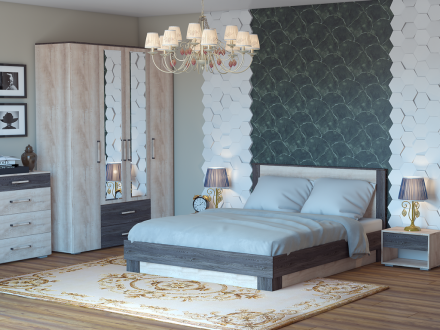 Спальня Версаль 1 комплект 1 (Дуб сакраменте / Ясень анкор)