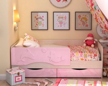 Алиса кровать КР-812 80х160 детская с ящиками (Белфорт/Розовый - снято с производства)