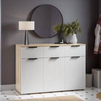 Норд комод КМ03-1200 (дуб сонома/Норд Line софт пломбир)