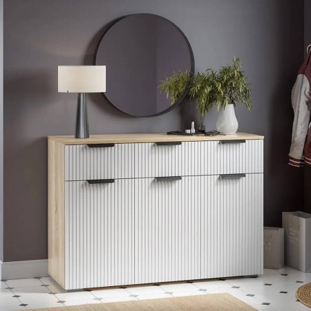 Норд комод КМ03-1200 (дуб сонома/Норд Line софт пломбир)