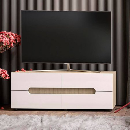 Палермо-3 тумба ТВ ТМ-036 (Шимо светлый /глянцевая Белый)