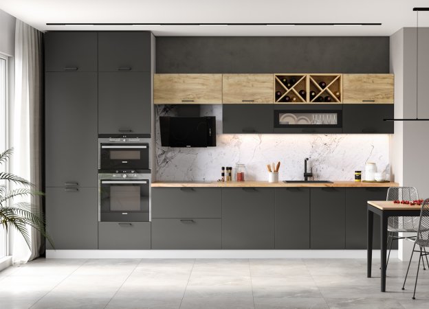 Модульная кухня Ройс (Графит софт)