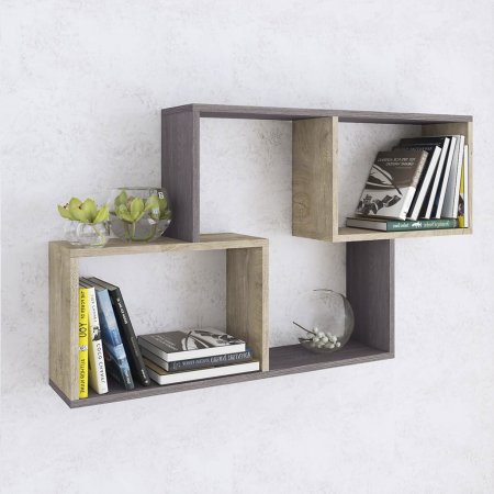 Полка навесная ПН-3 (дуб эндгрейн/анкор темный)