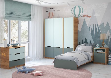 Rich Рич шкаф ШК-002 для детской (Мята/Сумеречный голубой)