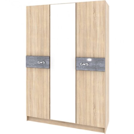 Мадлен шкаф 3 ств. (дуб сонома/МДФ дуб шале серебро)