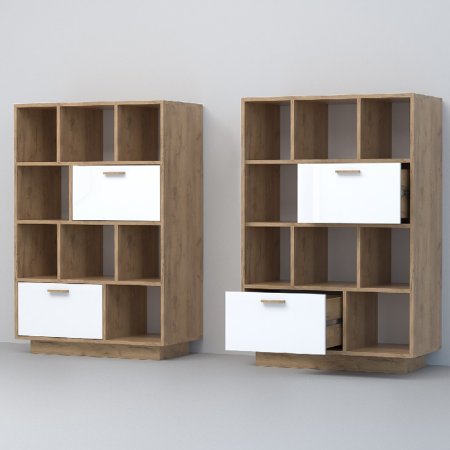 Эго Комод К-1 подиум (Дуб Крафт Золотой/Белый Глянец)