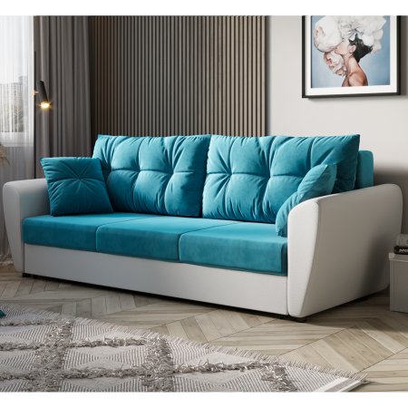 Диван Бостон НПБ (Белая кожа / L-011)