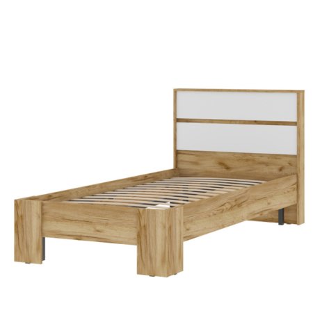 Хелен кровать КР 01 90х200 с ламелями (Крафт золотой/Белый)