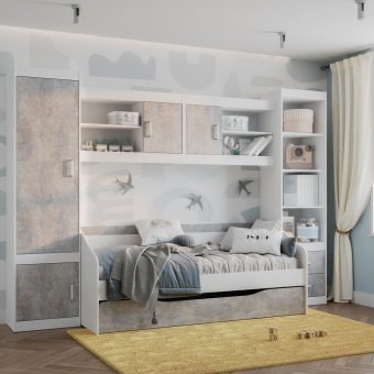 Детская Паскаль комплект 1 (белый/цемент светлый)