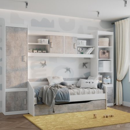 Детская Паскаль комплект 1 (белый/цемент светлый)