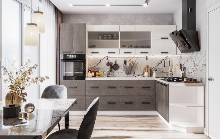 Модульная кухня Нагано (Анкор светлый / Анкор темный)