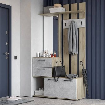 Бостон вешалка ВШ-1 (дуб крафт серый/бетонный камень)