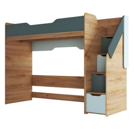 Rich Рич Кровать-чердак КР-001 80х200 для детской (Мята/Сумеречный голубой)