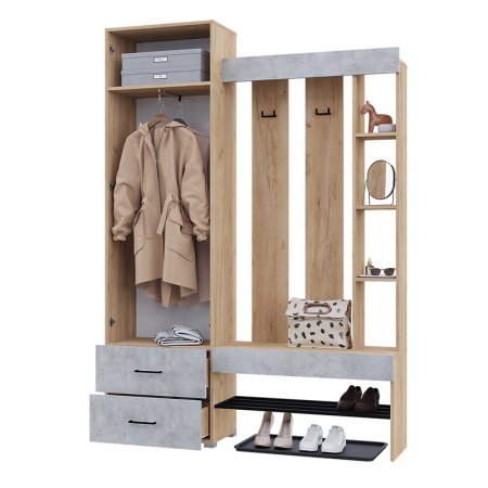 Домино прихожая (Крафт золотой/Бетон)