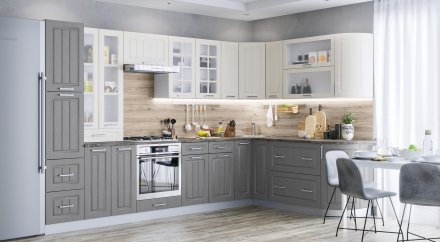 Модульная кухня Люксор (Клен кремовый / Клен серый)