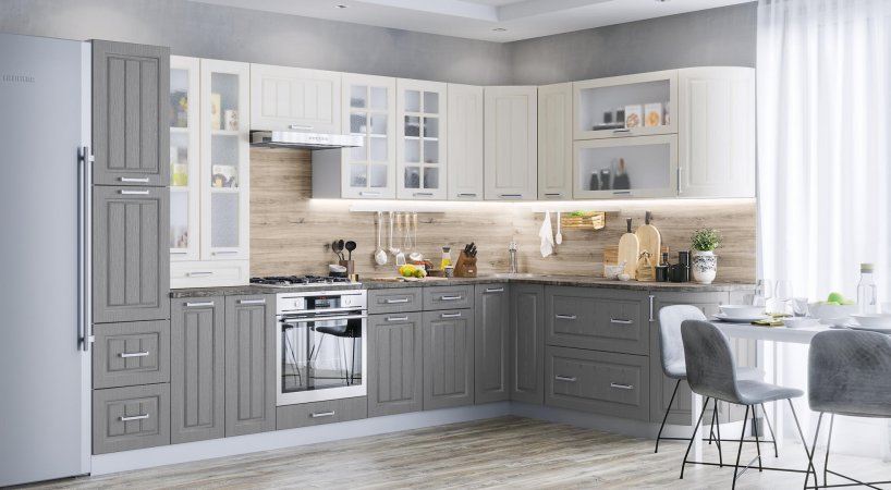 Модульная кухня Люксор (Клен кремовый / Клен серый)