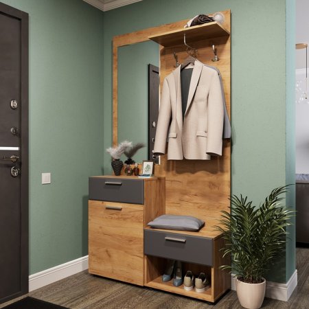 Сафари тумба с вешалкой ТМ-003 (Крафт золотой/матовый Графит Софт)