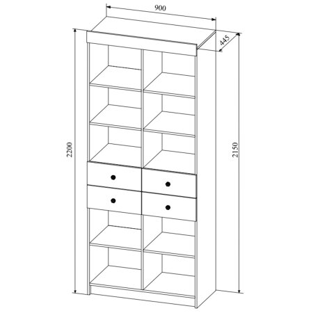 Ki-Ki Стеллаж 900 с ящиками СД 900.1 (белое дерево)