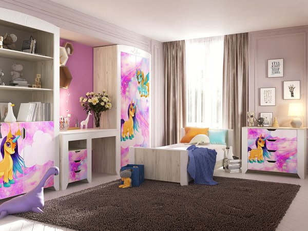 Буква детская комплект 3 (крафт белый/ Фотопечать Пони)