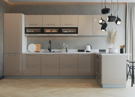 Модульная кухня Олива (Глянец кофе с молоком)