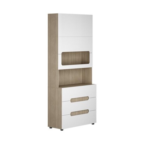 Палермо-3 Ю стеллаж с ящиками СЖ-032 (Шимо светлый / глянцевая Белый)