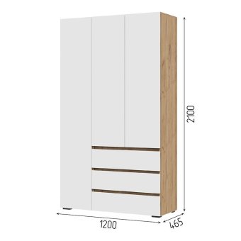 Хелен шкаф ШК 06 3 ств (Крафт золотой/Белый)