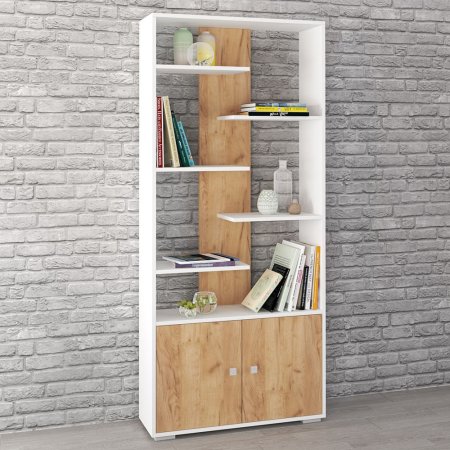 Стеллаж Ромео 4 (Крафт золотой/Белый)