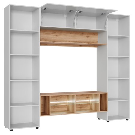 Стенка Ривьера (Крафт золотой/Белый глянец)