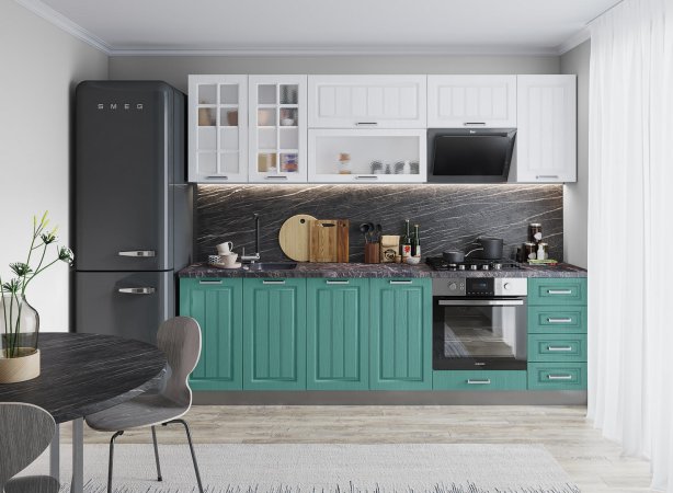 Модульная кухня Люксор (Клен белый / Клен бирюза)