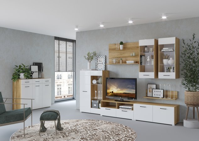 Ненси комод (Крафт золотой/Белый глянец)