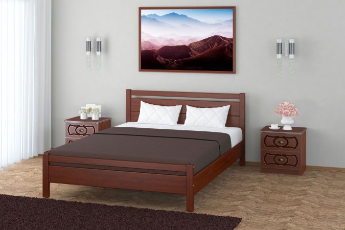 Вероника-1 кровать 160х200 + металлокаркас + комплект ножек (Орех)