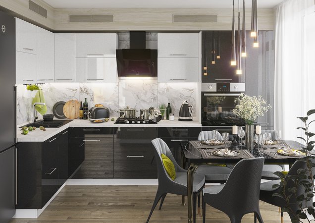 Модульная кухня Олива металлик (Металлик черный)