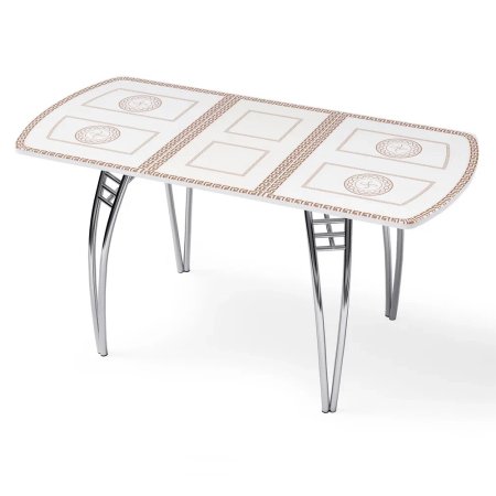 Стол "Греческий светлый " раздвижной с фотопечатью (1500*700/400) стекло 4мм+лдсп 22мм кромка-белый