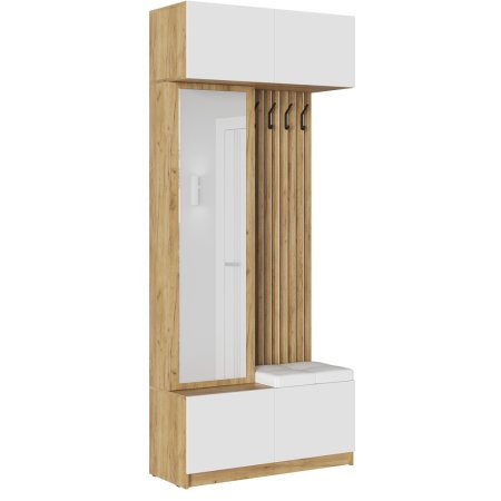 Бостон прихожая комплект 1 (Крафт золотой/Глянец белый)