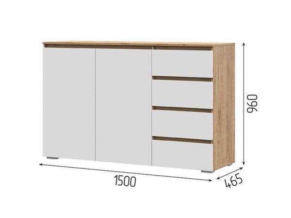 Хелен комод КМ 06 Комод 4 ящика (Крафт золотой/Белый)