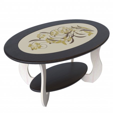 Стол журнальный СЖ-6 (Венге + стекло бежевое с рисунком)