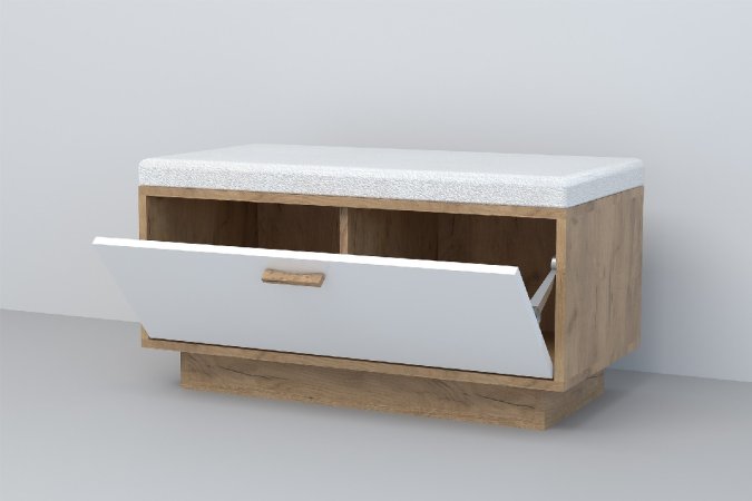 Эго Обувница Об-1 подиум (Дуб Крафт Золотой/Белый Глянец)