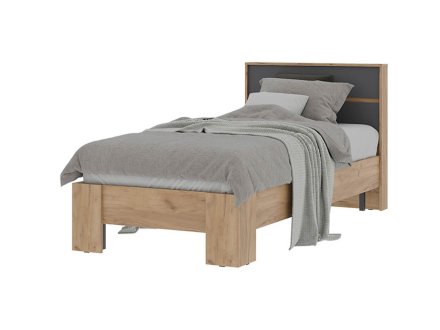 Хелен кровать КР 01 90х200 с ламелями (Дуб крафт золотой/Графит)