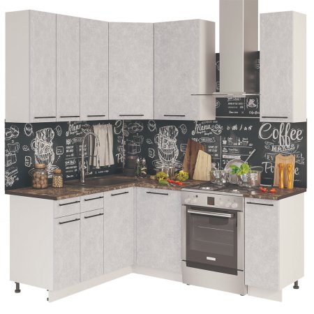 Модульная кухня Нувель (Бетон белый)