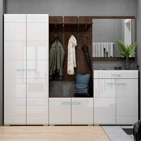 Прихожая Вегас комплект 1 (венге/белый глянец)