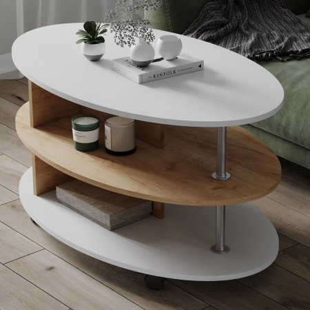 Стол журнальный Консул 4 в гостиную (Крафт золотой/Белый)