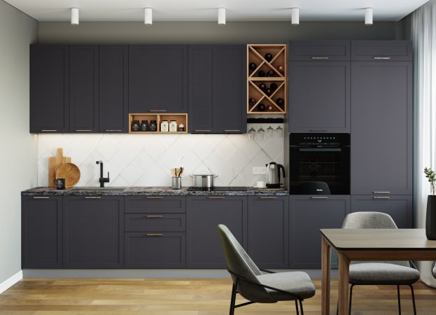 Модульная кухня Квадро (Графит софт)
