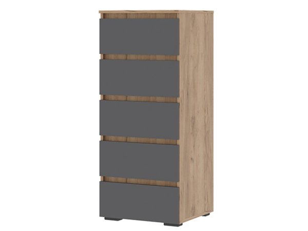 Хелен комод КМ 03 5 ящиков 502 (Дуб крафт золотой/Графит)