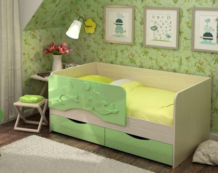 Алиса кровать КР-812 80х160 детская с ящиками (Белфорт/Салат- снято с производства)